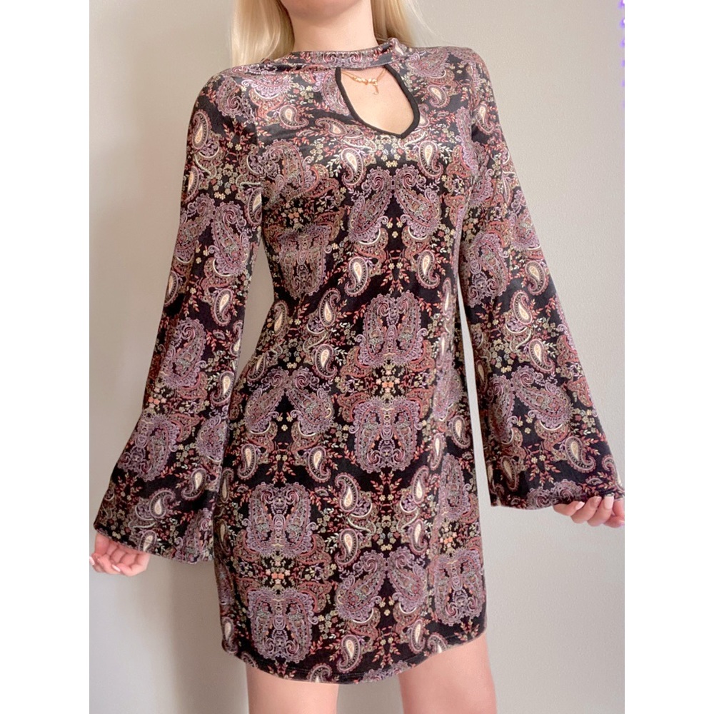 Xhilaration Black & Muave Velvet Dress